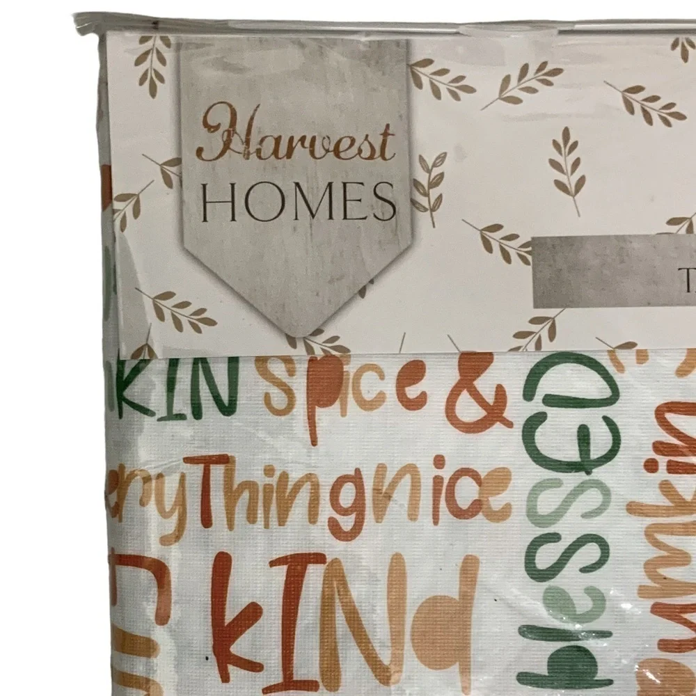 Harvest Homes Tablecloth Thanksgiving Indoor Outdoor Rectangle Seats 52” X 70”